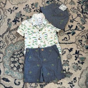 Tommy Bahama Kids Tropical Print Set - White and Blue